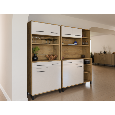 Szafka jezdna 70 cm ROLLER biały połysk / dąb lancelot LANA